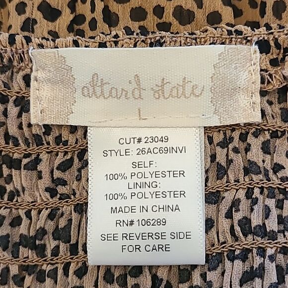 Altar'd State Animal Print Babydoll Tiered Mini Dress Size L - Picture 10 of 11